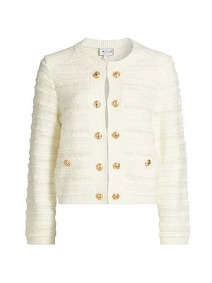 Milly Textured Stripe Knit Cardigan Jacket