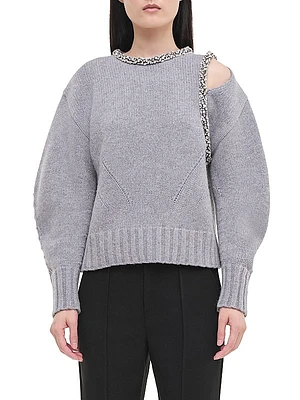 Monroe Crystal-Embellished Wool-Cashmere Crewneck Sweater