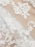 Appliqué Lace Strapless A-Line Midi-Dress