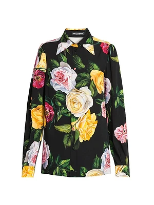 Stretch-Silk Button-Front Shirt