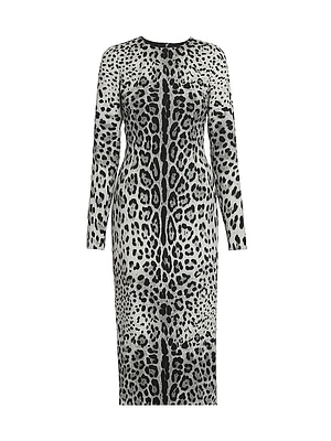 Leopard Stretch-Silk Midi-Dress