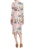Floral Stretch Silk Midi-Dress