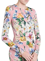 Floral Stretch Silk Midi-Dress