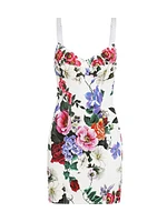 Floral Cotton-Blend Bustier Minidress