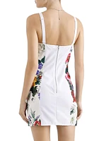 Floral Cotton-Blend Bustier Minidress