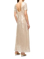 Safi Sequined Short-Sleeve Maxi Dress