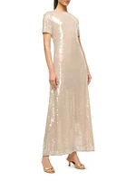 Safi Sequined Short-Sleeve Maxi Dress