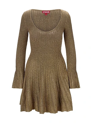 Raquel Metallic Rib-Knit Minidress