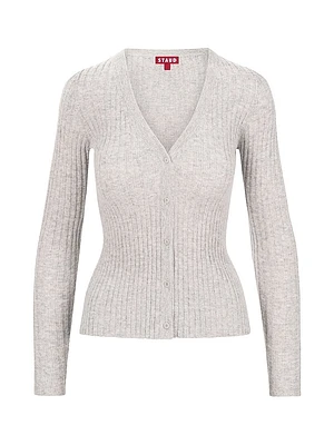 Cargo Rib-Knit V-Neck Cardigan