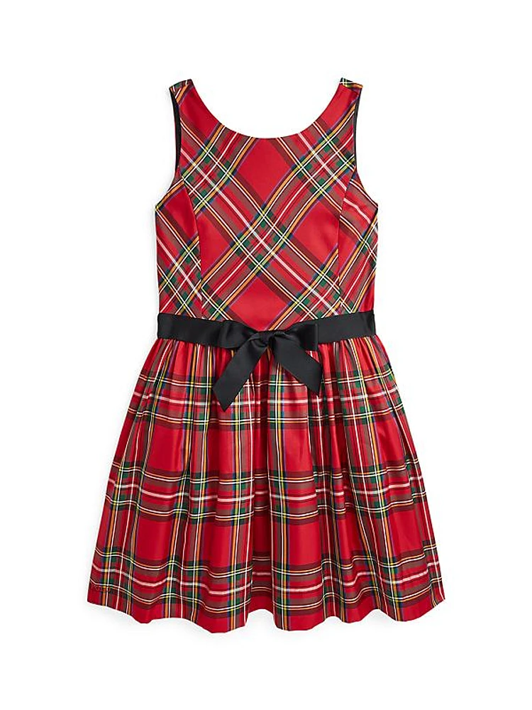 Little Girl's & Girl's Tartan Plaid Sleeveless Dress