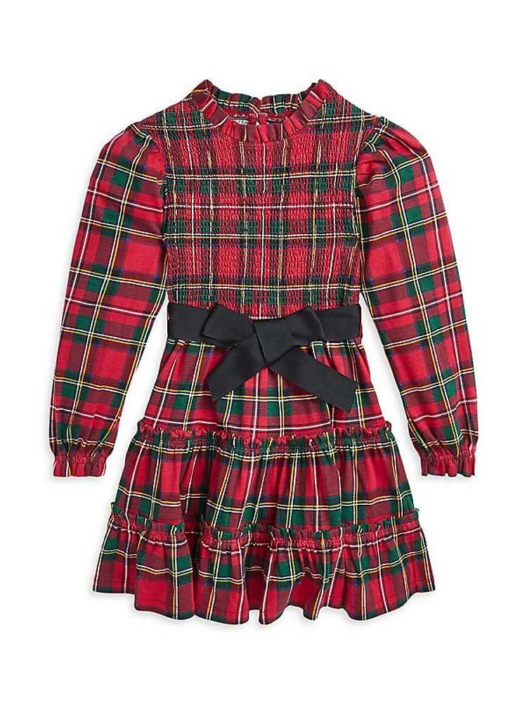 Little Girl's & Girl's Smocked Tartan Plaid Dress