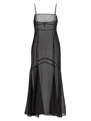 Silk Chiffon Seamed Maxi Dress