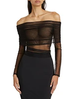 Tulle Off-the-Shoulder Top