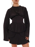Lenti Pleated Corset-Belt Minidress