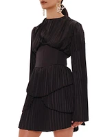 Lenti Pleated Corset-Belt Minidress