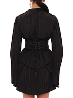Lenti Pleated Corset-Belt Minidress