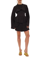 Lenti Pleated Corset-Belt Minidress