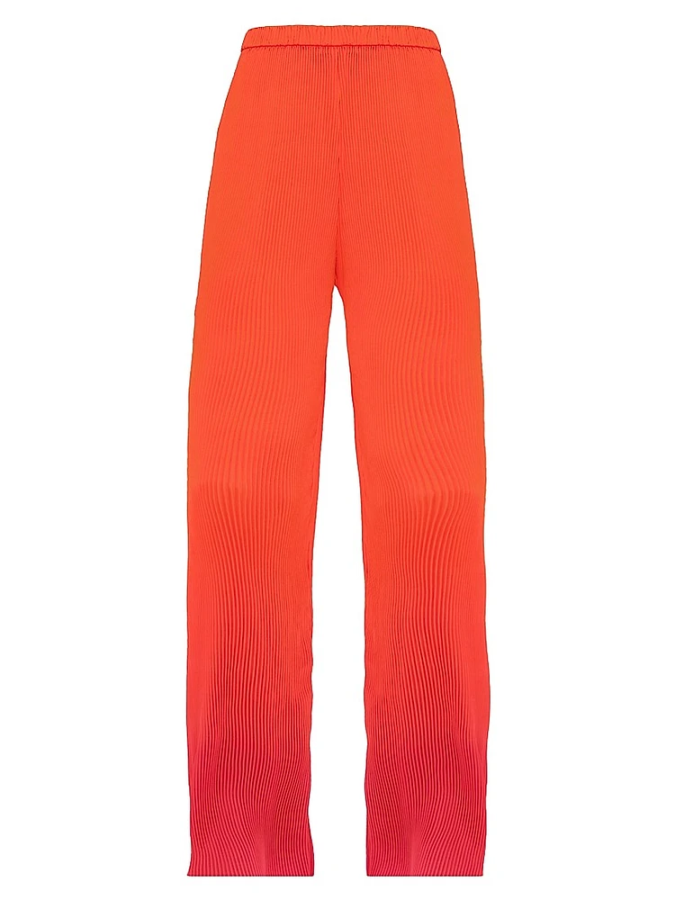 Atti Ombré Plissé Straight-Leg Pants