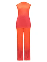 Atti Ombré Plissé Straight-Leg Pants