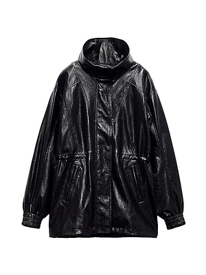 Monica Metallic Faux-Leather Zip-Front Jacket