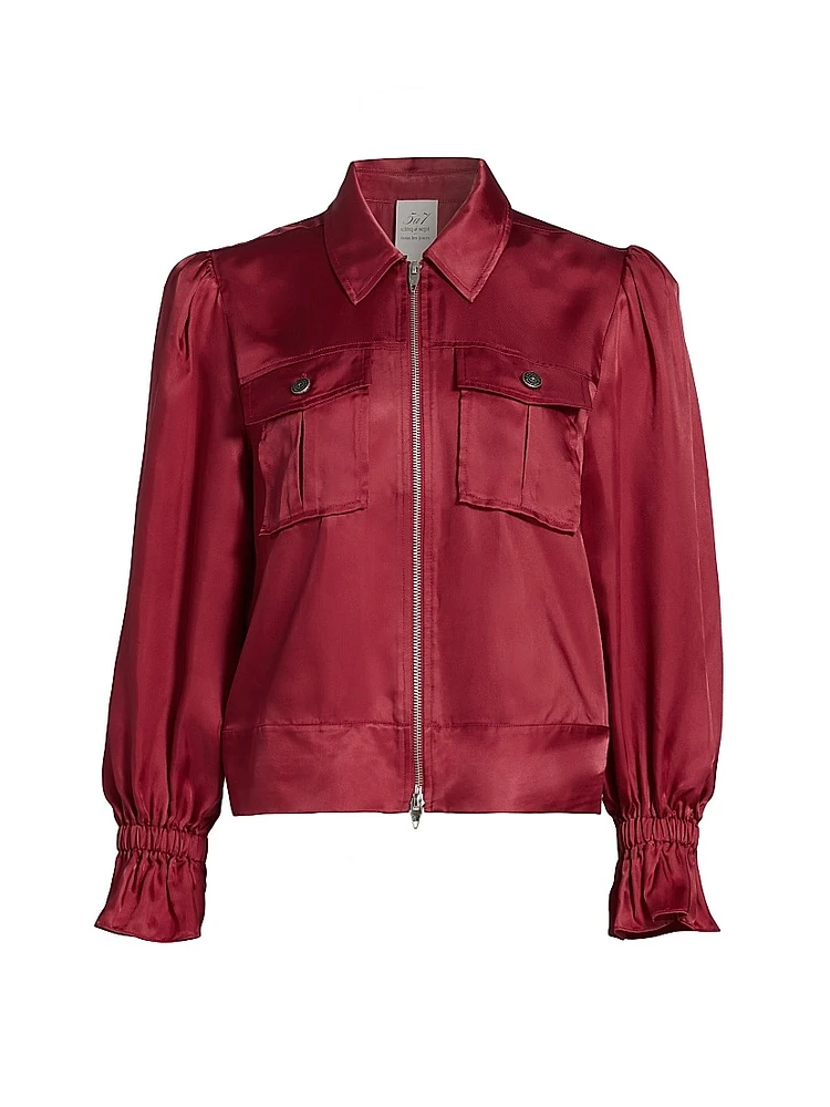 Holly Satin Puff-Sleeve Jacket
