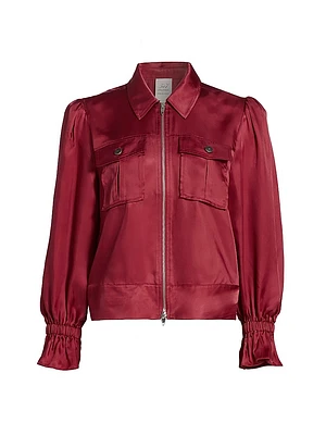 Holly Satin Puff-Sleeve Jacket