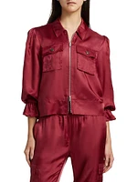 Holly Satin Puff-Sleeve Jacket