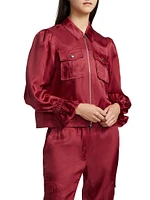 Holly Satin Puff-Sleeve Jacket