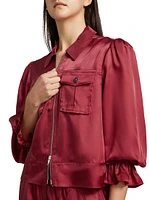 Holly Satin Puff-Sleeve Jacket