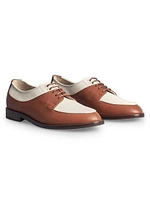 Laced-Up Leather & Linen Loafers