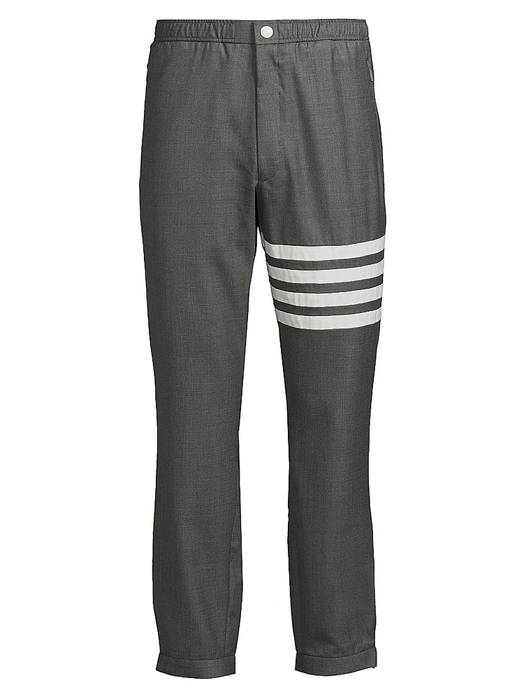 Striped Snap-Front Elasticized Track Trousers