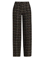 Livvy Houndstooth Tweed High-Rise Straight-Leg Pants
