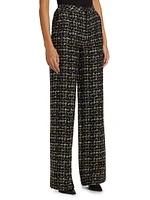 Livvy Houndstooth Tweed High-Rise Straight-Leg Pants