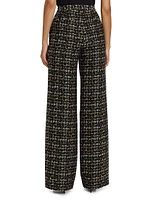 Livvy Houndstooth Tweed High-Rise Straight-Leg Pants