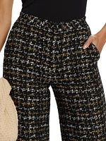 Livvy Houndstooth Tweed High-Rise Straight-Leg Pants