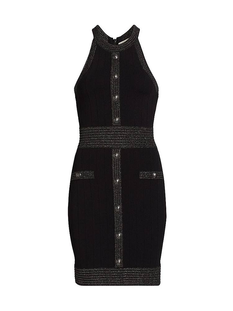 Anissa Metallic Knit Button Minidress