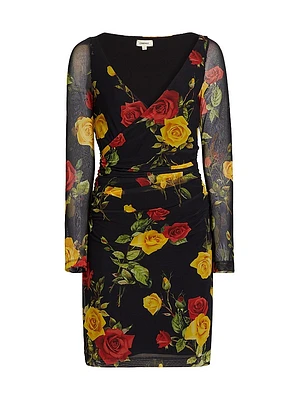 Reiner Floral Faux-Wrap Minidress