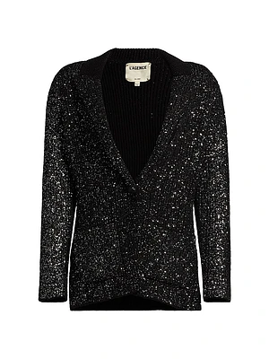 Leonora Sequin Knit Single-Breasted Blazer