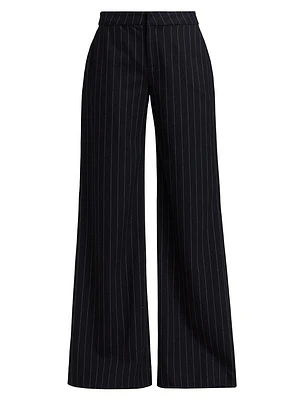 Allanah Pinstripe Mid-Rise Straight-Leg Pants