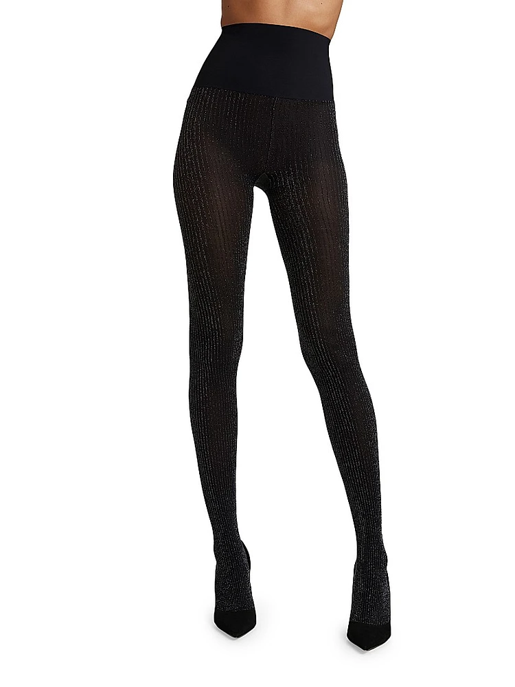 Sparkle Rib-Knit Semi-Opaque Tights