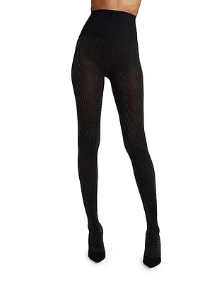 Sparkle Rib-Knit Semi-Opaque Tights