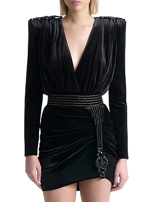 Roxy Rumbles Embellished Velvet Minidress