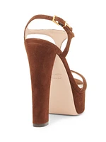 Suede Brass-Embellished High-Heel Sandals