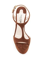 Suede Brass-Embellished High-Heel Sandals