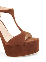 Suede Brass-Embellished High-Heel Sandals