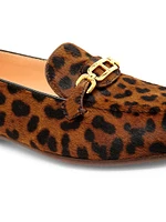 Leopard-Print Calf Hair Loafers