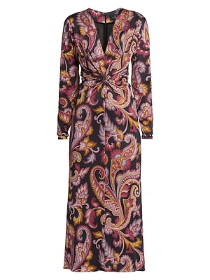 Paisley Twist Midi-Dress