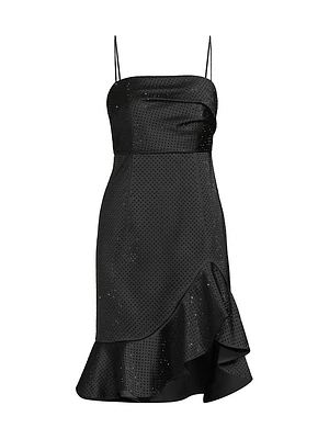 Xandra Hotfix Satin Sleeveless Minidress