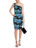 Rosemary Floral Ruched One-Shoulder Dress