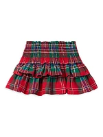 Little Girl's & Tartan Plaid Smocked Top Ruffled Skirt Set